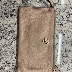 Michael Kors Beige Leather Wristlet